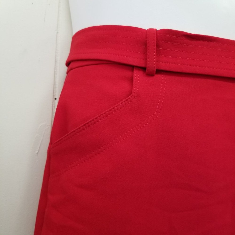 Banana Republic 2 Red Belted Pencil Skirt Side‎ Slit Career Office Twee Academia - Picture 5 of 7